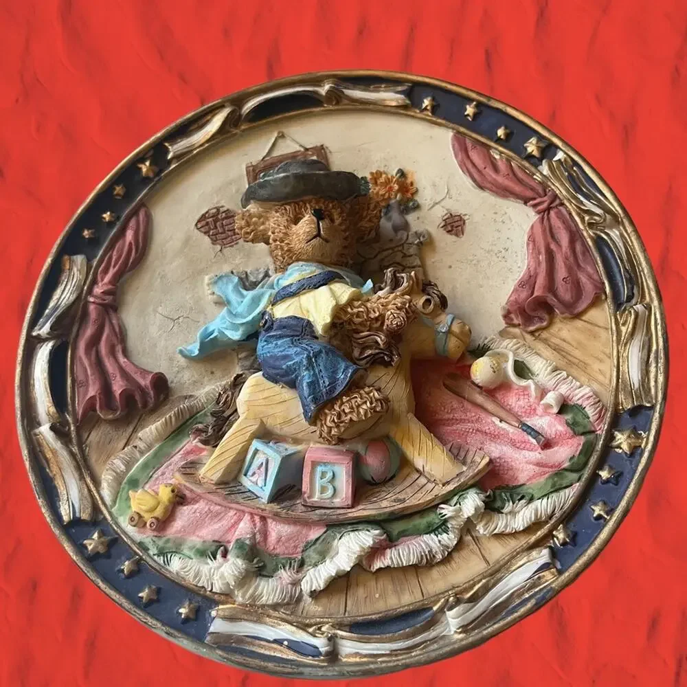 3D Resin Teddy Bear Decorative Plate Rocking Horse Letter Blocks Vintage 80’s